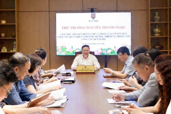 Thứ trưởng Nguyễn Thanh Ngọc làm việc với Tạp chí Dân chủ và Pháp luật về định hướng nhiệm vụ Quý II/2026